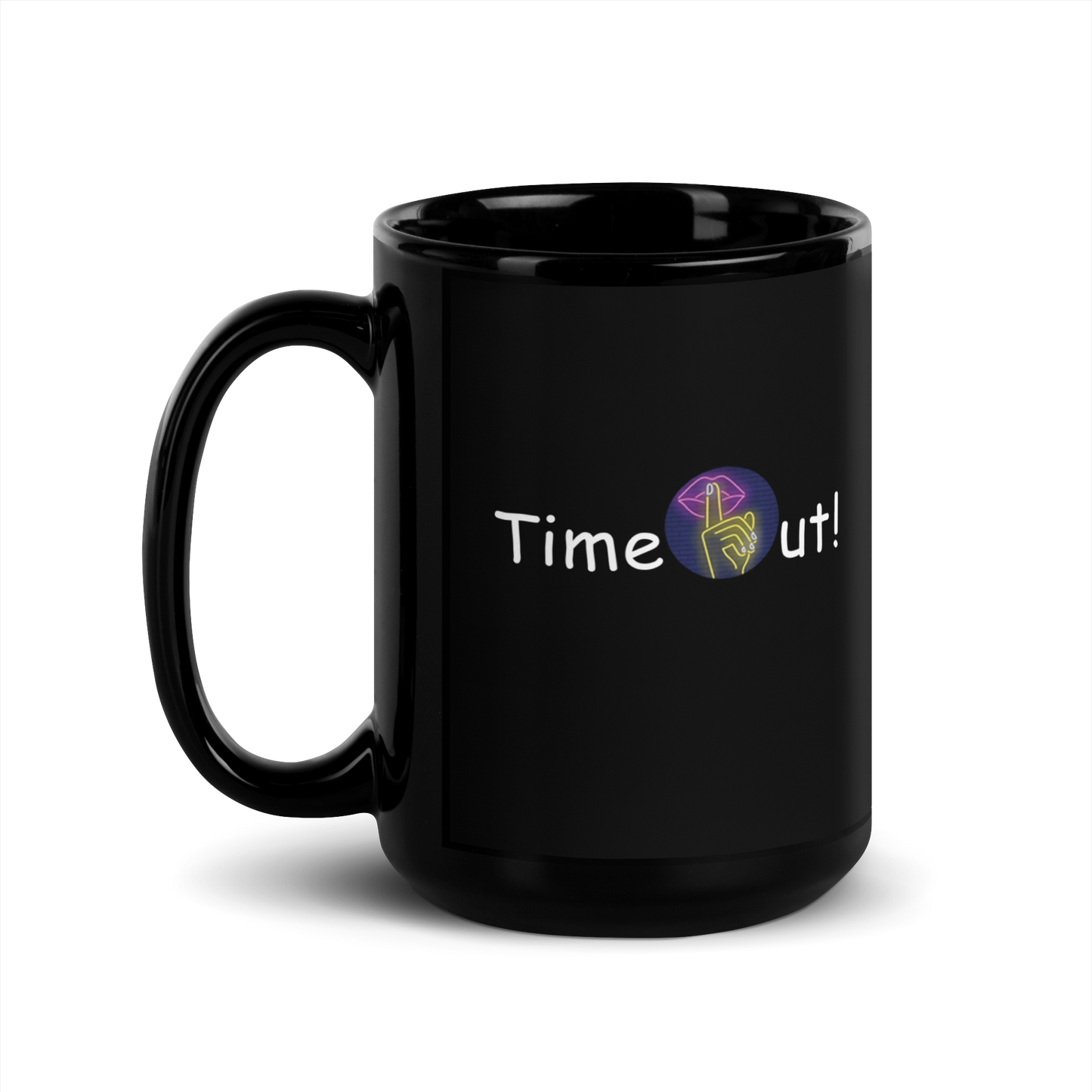 TimeOut! Black Glossy Mug
