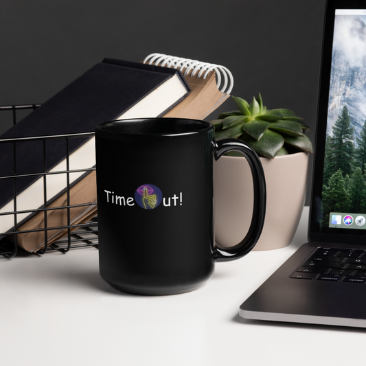 TimeOut! Black Glossy Mug