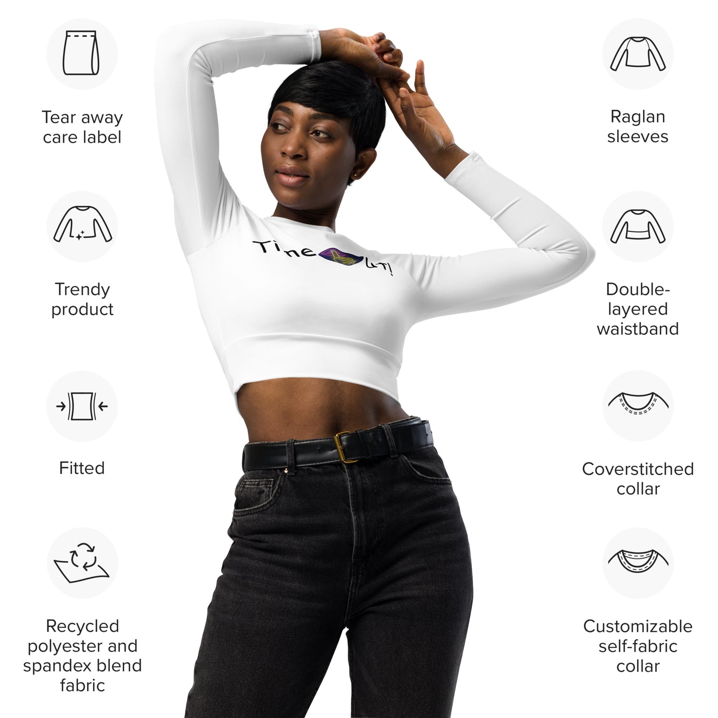 TimeOut long-sleeve crop top (Winter White)