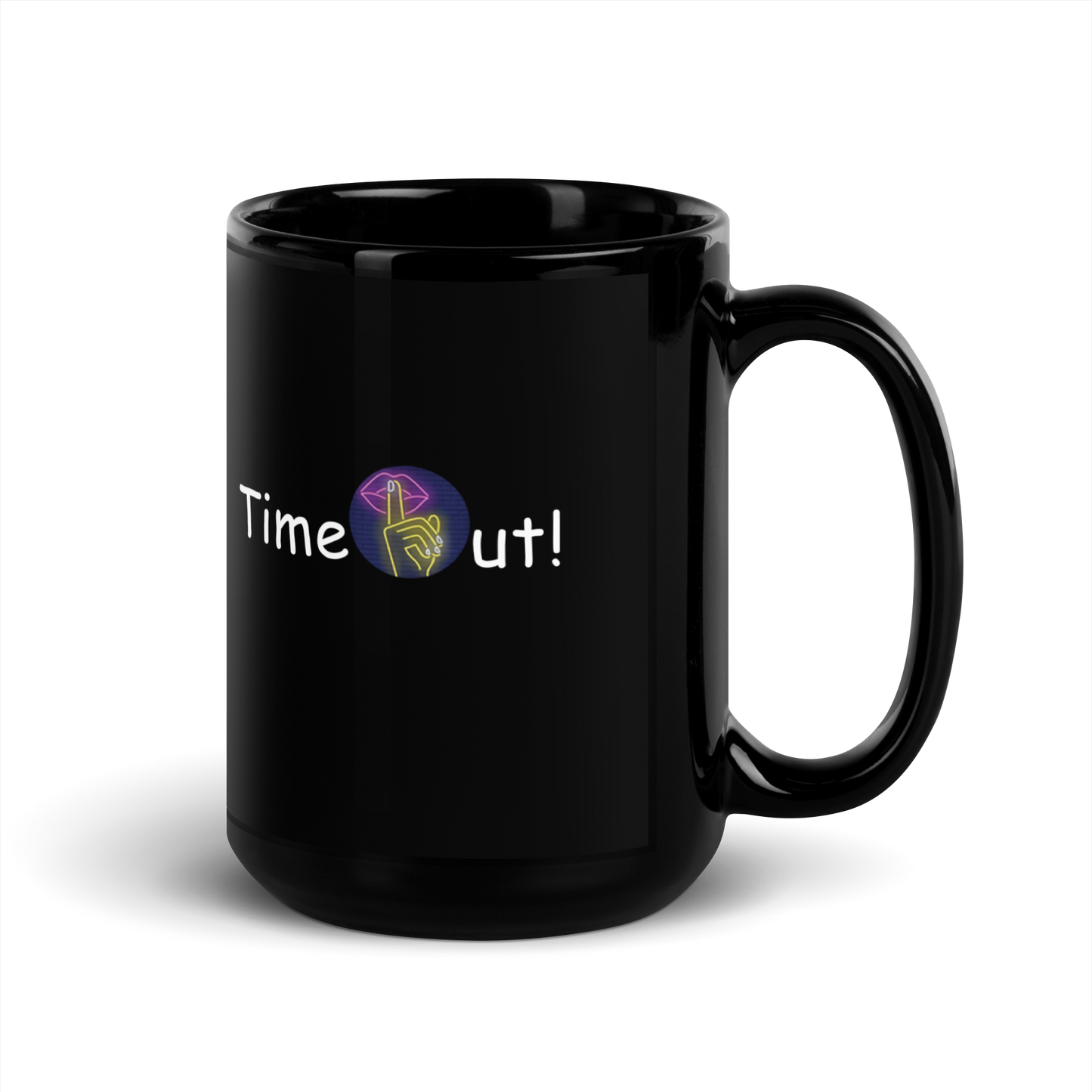 TimeOut! Black Glossy Mug